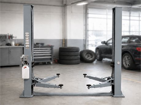 Grey Two-Post Car Lift (Assembly Required)
