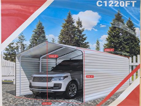Compact Metal Carport Shelter (Assembly Required)