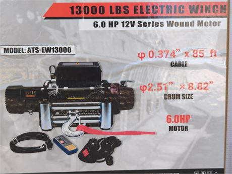 13000 lbs Electric Winch with 6.0 HP 12V Motor